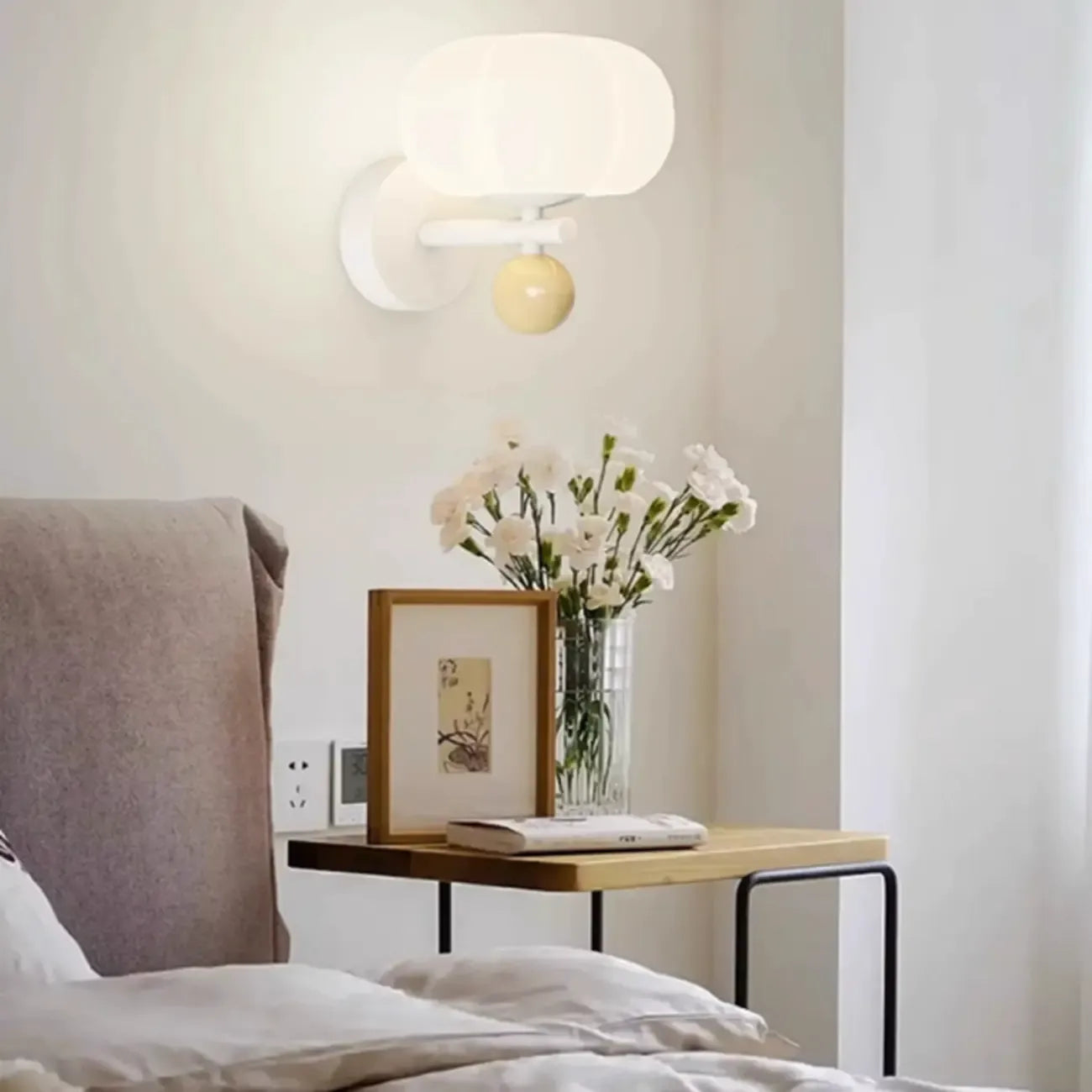 Applique murale élégante en forme de citrouille avec abat-jour en résine pour chambre à coucher