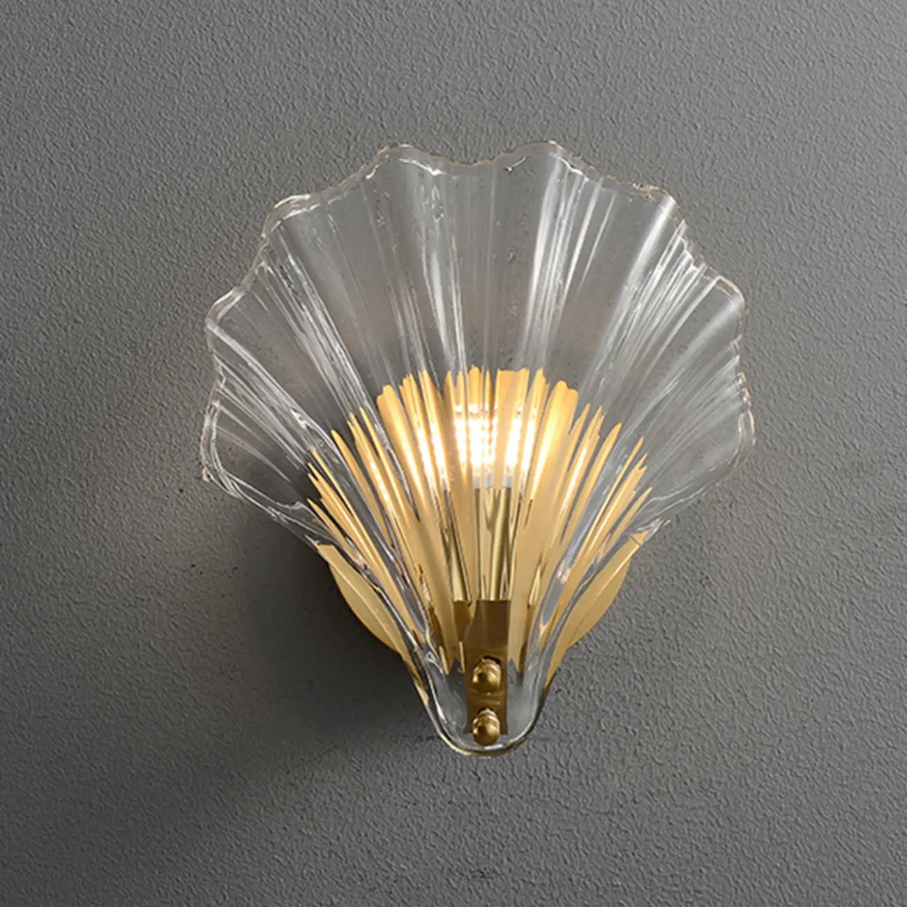 Applique murale moderne en verre coquillage doré pour salle de bain