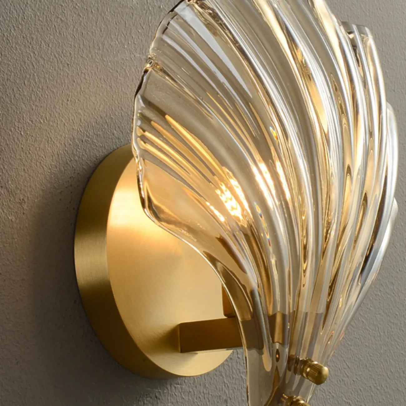 Applique murale moderne en verre coquillage doré pour salle de bain