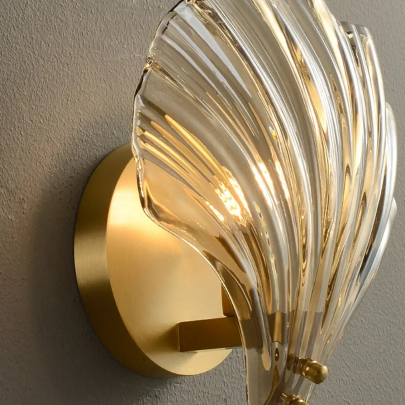Applique murale moderne en verre coquillage doré pour salle de bain