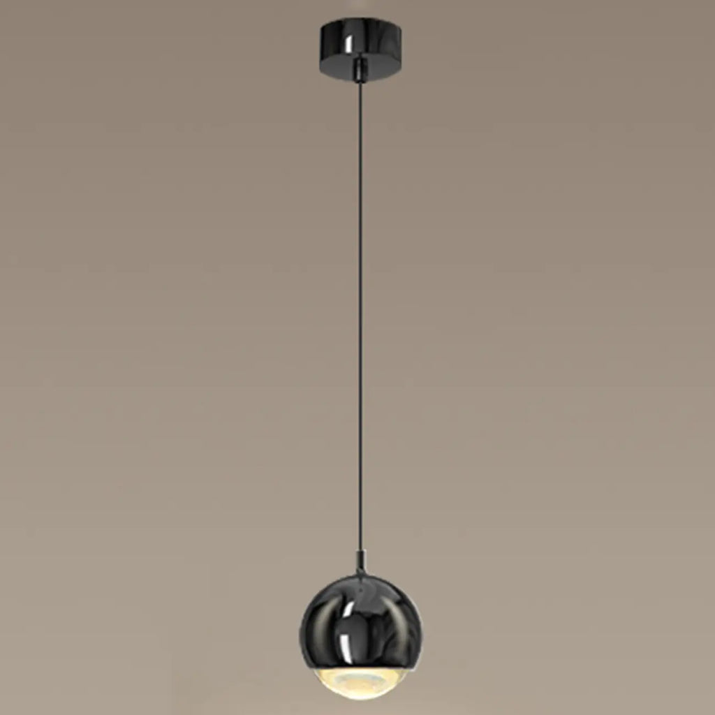 Suspension moderne en métal chromé avec globe et LED blanc chaud