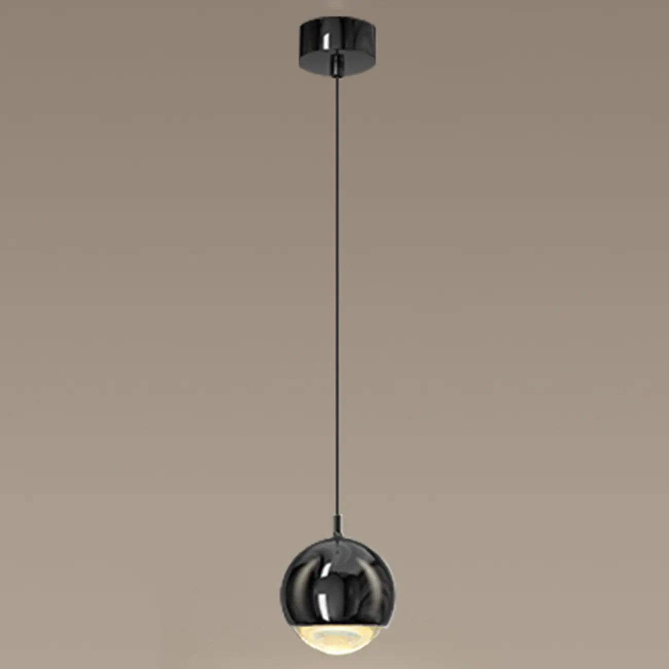 Suspension moderne en métal chromé avec globe et LED blanc chaud