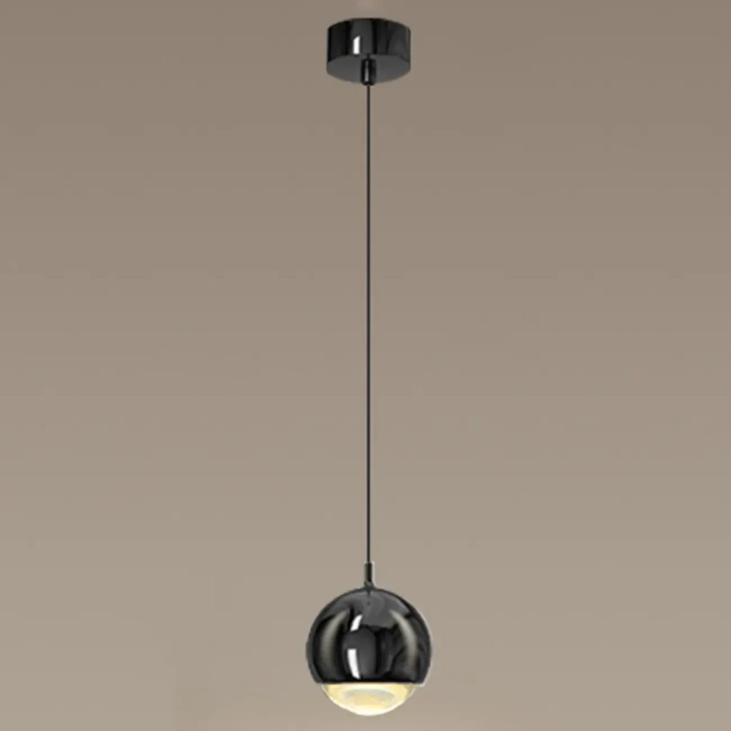 Suspension moderne en métal chromé avec globe et LED blanc chaud