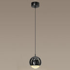 Suspension moderne en métal chromé avec globe et LED blanc chaud
