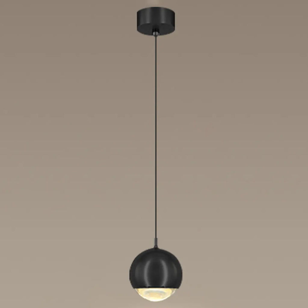 Suspension moderne en métal chromé avec globe et LED blanc chaud