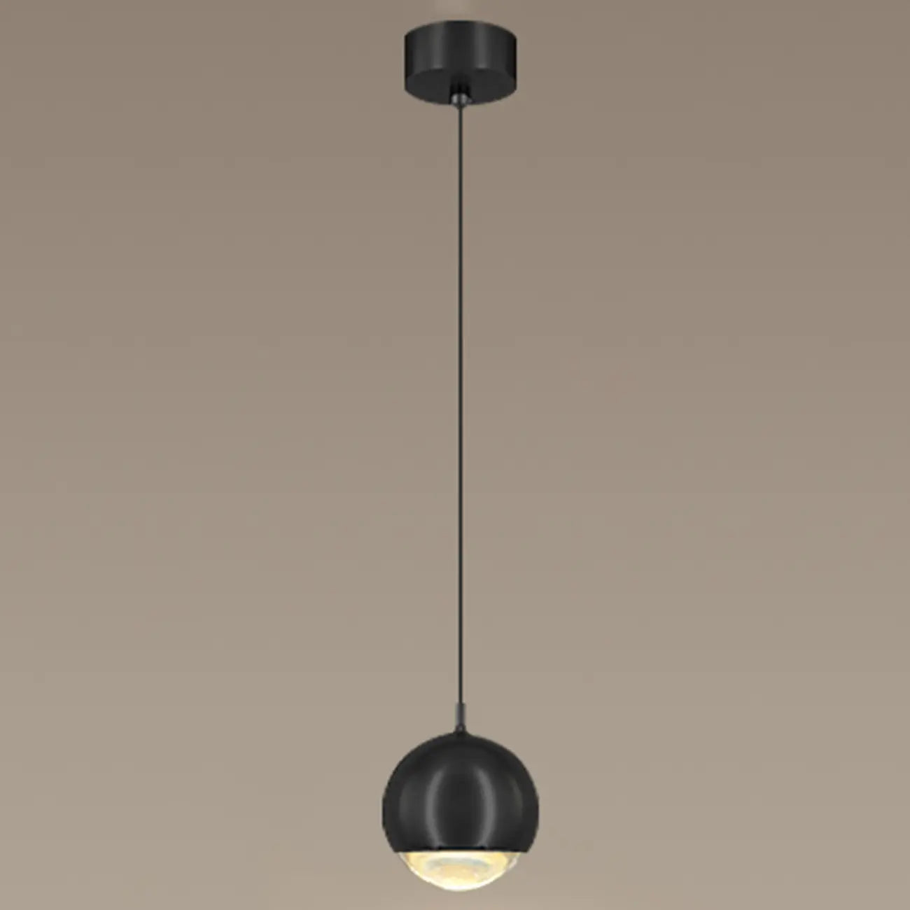 Suspension moderne en métal chromé avec globe et LED blanc chaud
