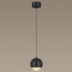 Suspension moderne en métal chromé avec globe et LED blanc chaud