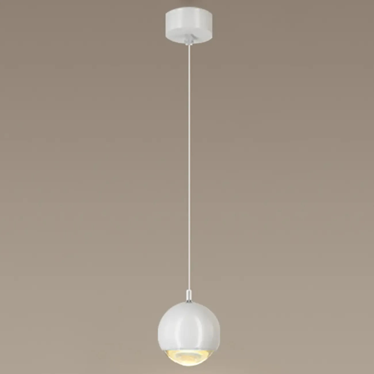 Suspension moderne en métal chromé avec globe et LED blanc chaud