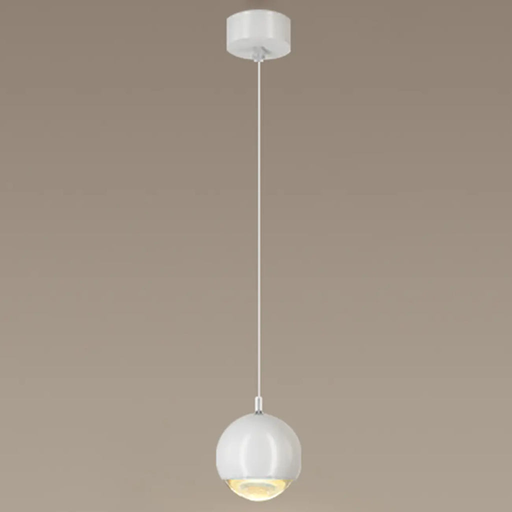 Suspension moderne en métal chromé avec globe et LED blanc chaud
