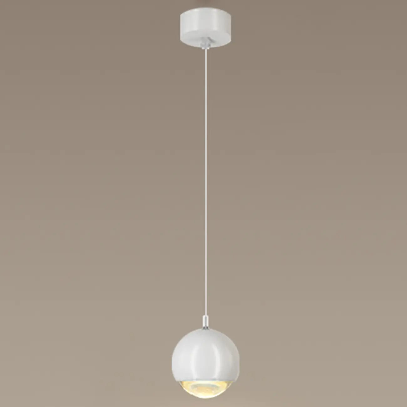 Suspension moderne en métal chromé avec globe et LED blanc chaud