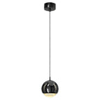 Suspension moderne en métal chromé avec globe et LED blanc chaud