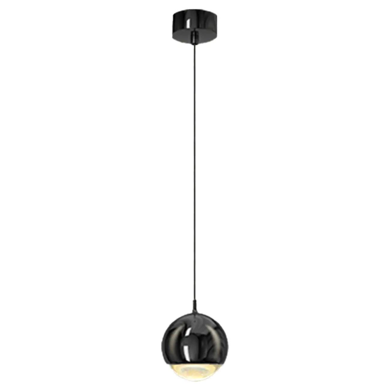 Suspension moderne en métal chromé avec globe et LED blanc chaud