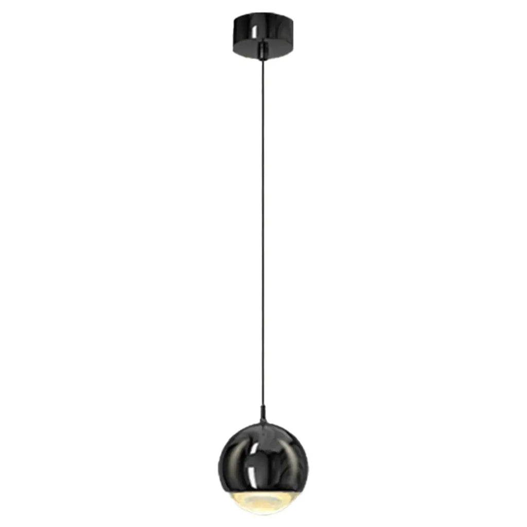Suspension moderne en métal chromé avec globe et LED blanc chaud