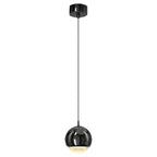 Suspension moderne en métal chromé avec globe et LED blanc chaud