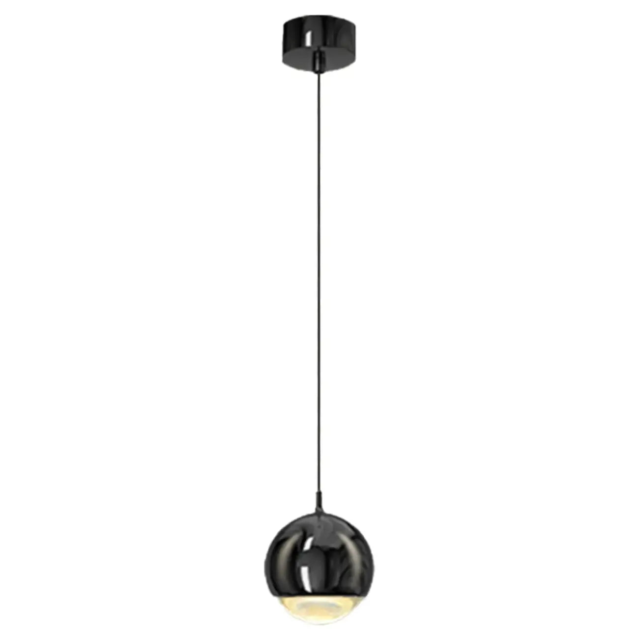 Suspension moderne en métal chromé avec globe et LED blanc chaud