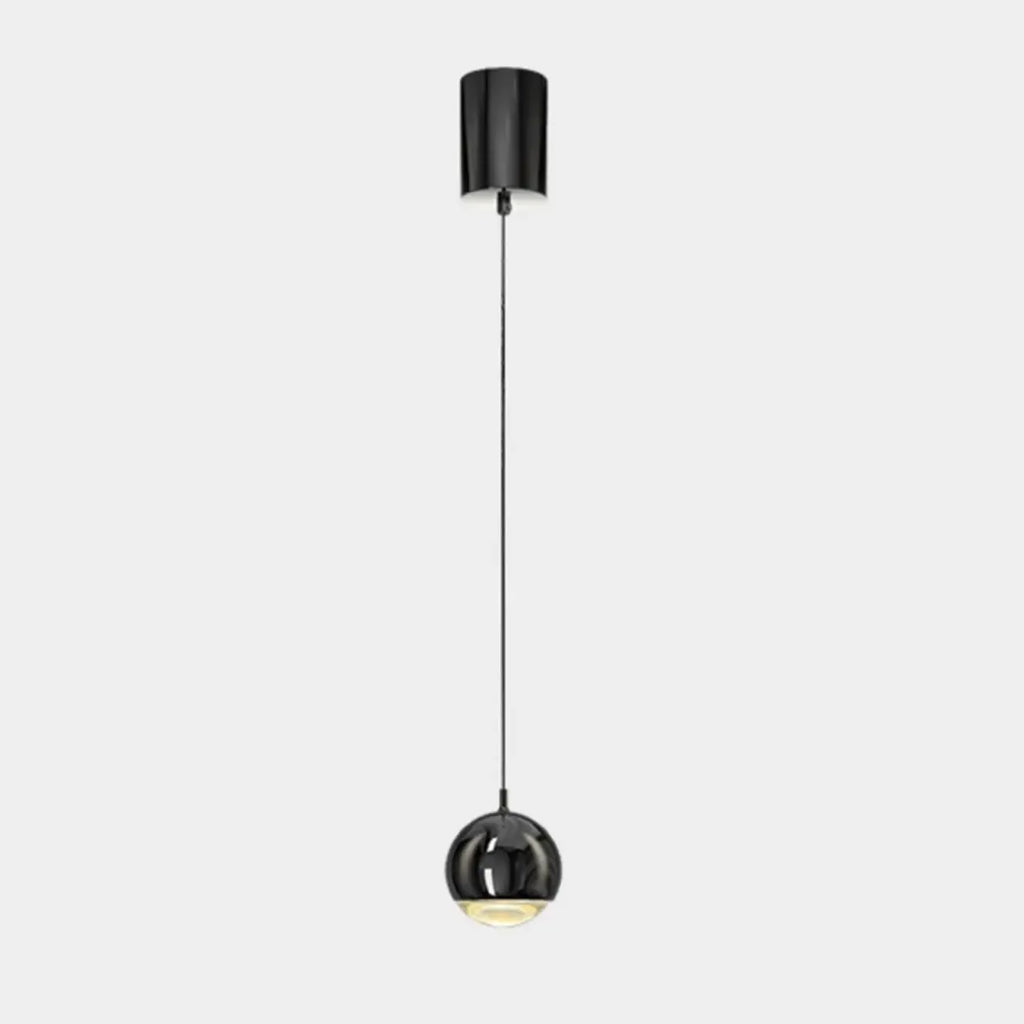 Suspension moderne en métal chromé avec globe et LED blanc chaud