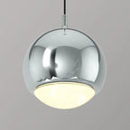 Suspension moderne en métal chromé avec globe et LED blanc chaud