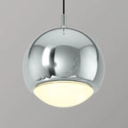 Suspension moderne en métal chromé avec globe et LED blanc chaud