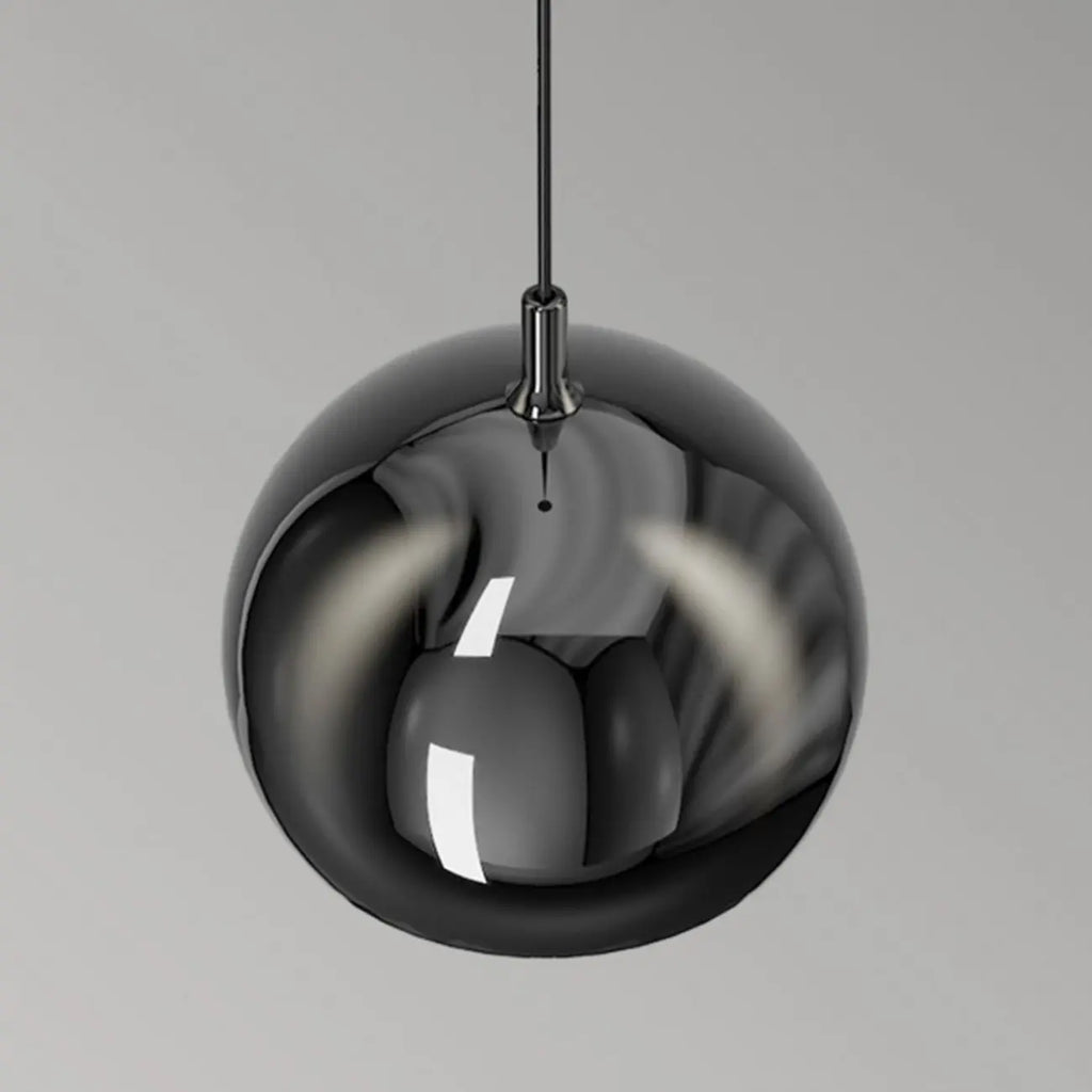 Suspension moderne en métal chromé avec globe et LED blanc chaud