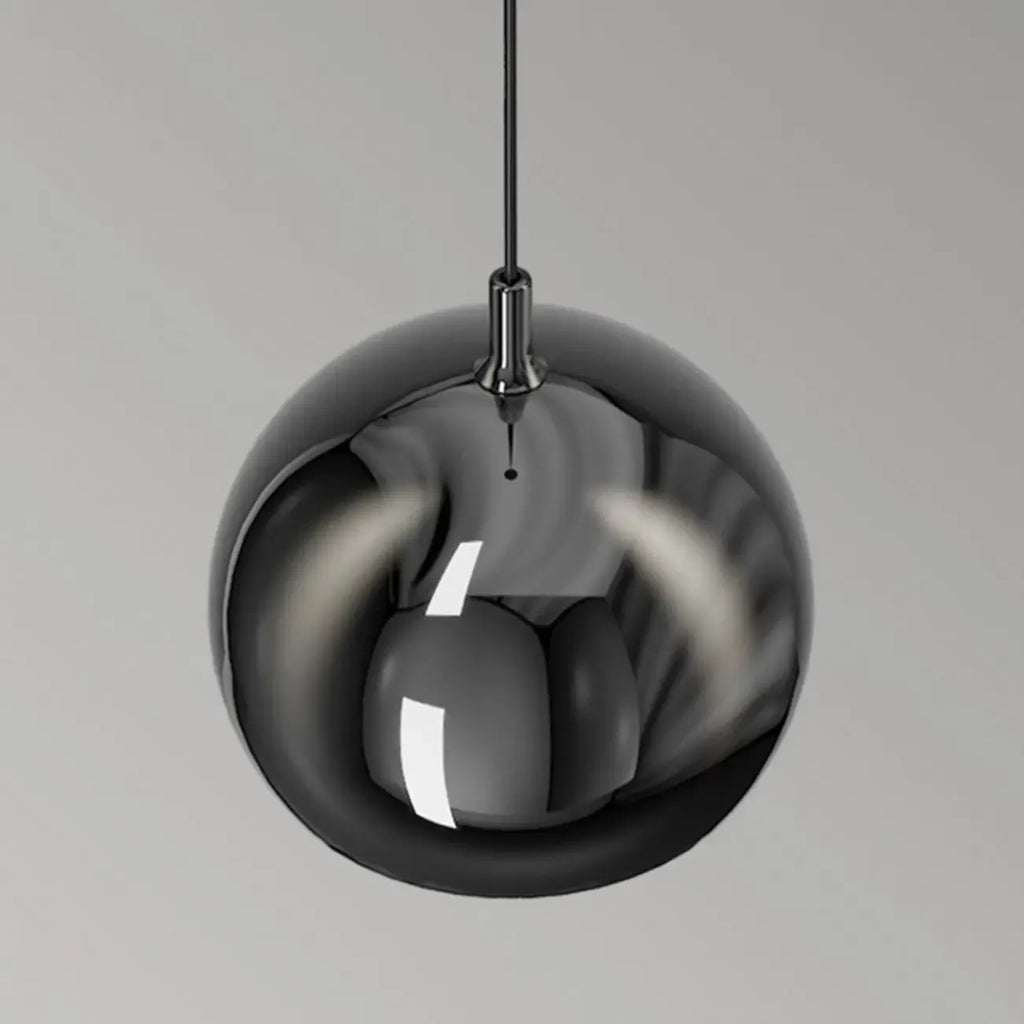 Suspension moderne en métal chromé avec globe et LED blanc chaud