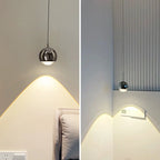 Suspension moderne en métal chromé avec globe et LED blanc chaud