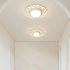 Mini plafonnier encastré blanc artistique à abat-jour floral dimmable