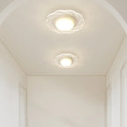 Mini plafonnier encastré blanc artistique à abat-jour floral dimmable
