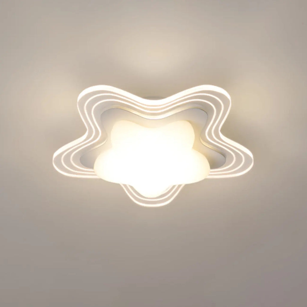 Mini plafonnier encastré blanc artistique à abat-jour floral dimmable