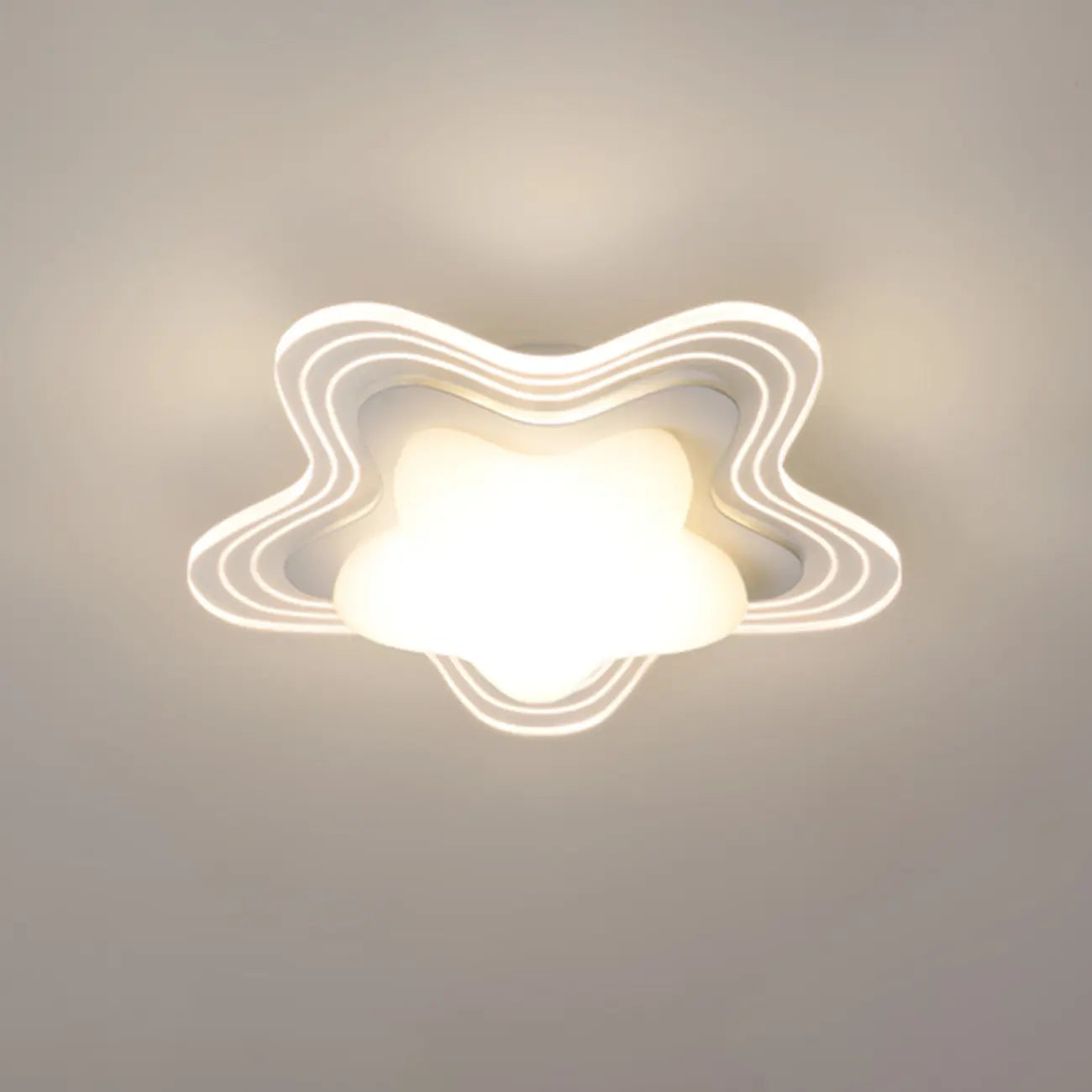 Mini plafonnier encastré blanc artistique à abat-jour floral dimmable