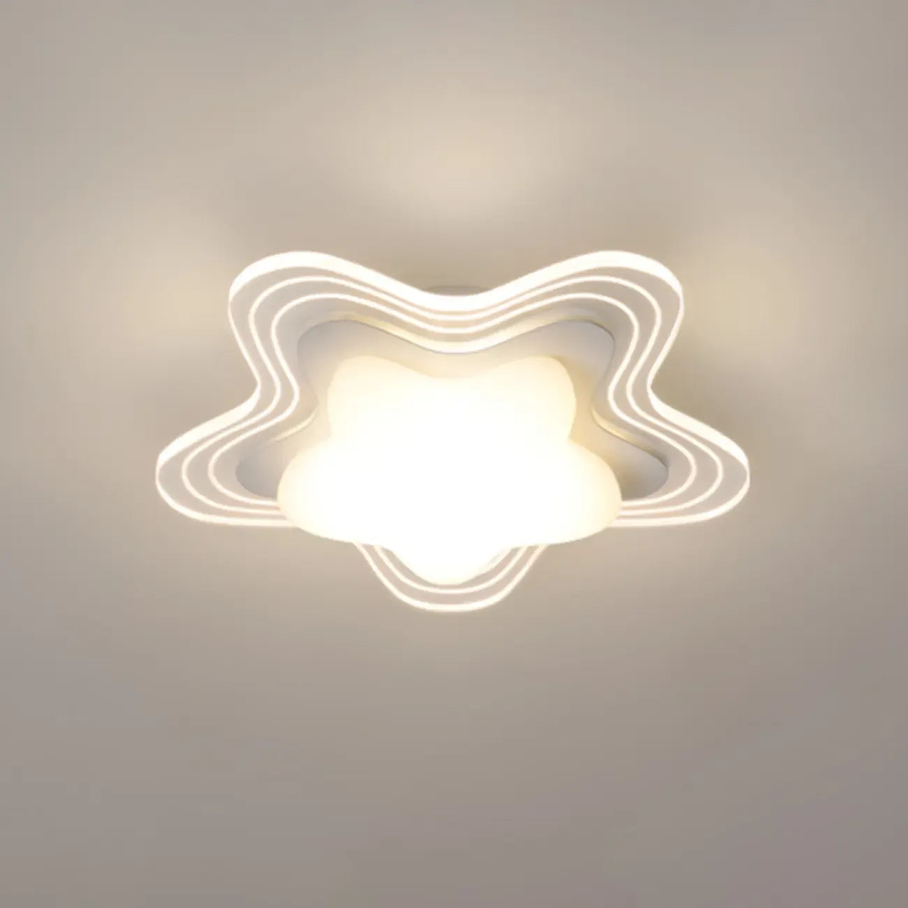 Mini plafonnier encastré blanc artistique à abat-jour floral dimmable