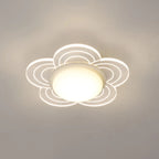 Mini plafonnier encastré blanc artistique à abat-jour floral dimmable