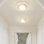 Mini plafonnier encastré blanc artistique à abat-jour floral dimmable