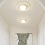Mini plafonnier encastré blanc artistique à abat-jour floral dimmable