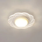 Mini plafonnier encastré blanc artistique à abat-jour floral dimmable