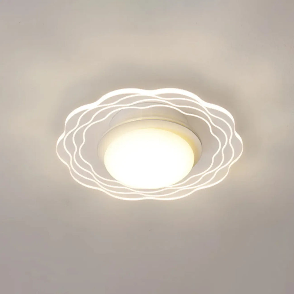 Mini plafonnier encastré blanc artistique à abat-jour floral dimmable
