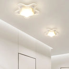 Mini plafonnier encastré blanc artistique à abat-jour floral dimmable