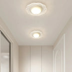 Mini plafonnier encastré blanc artistique à abat-jour floral dimmable