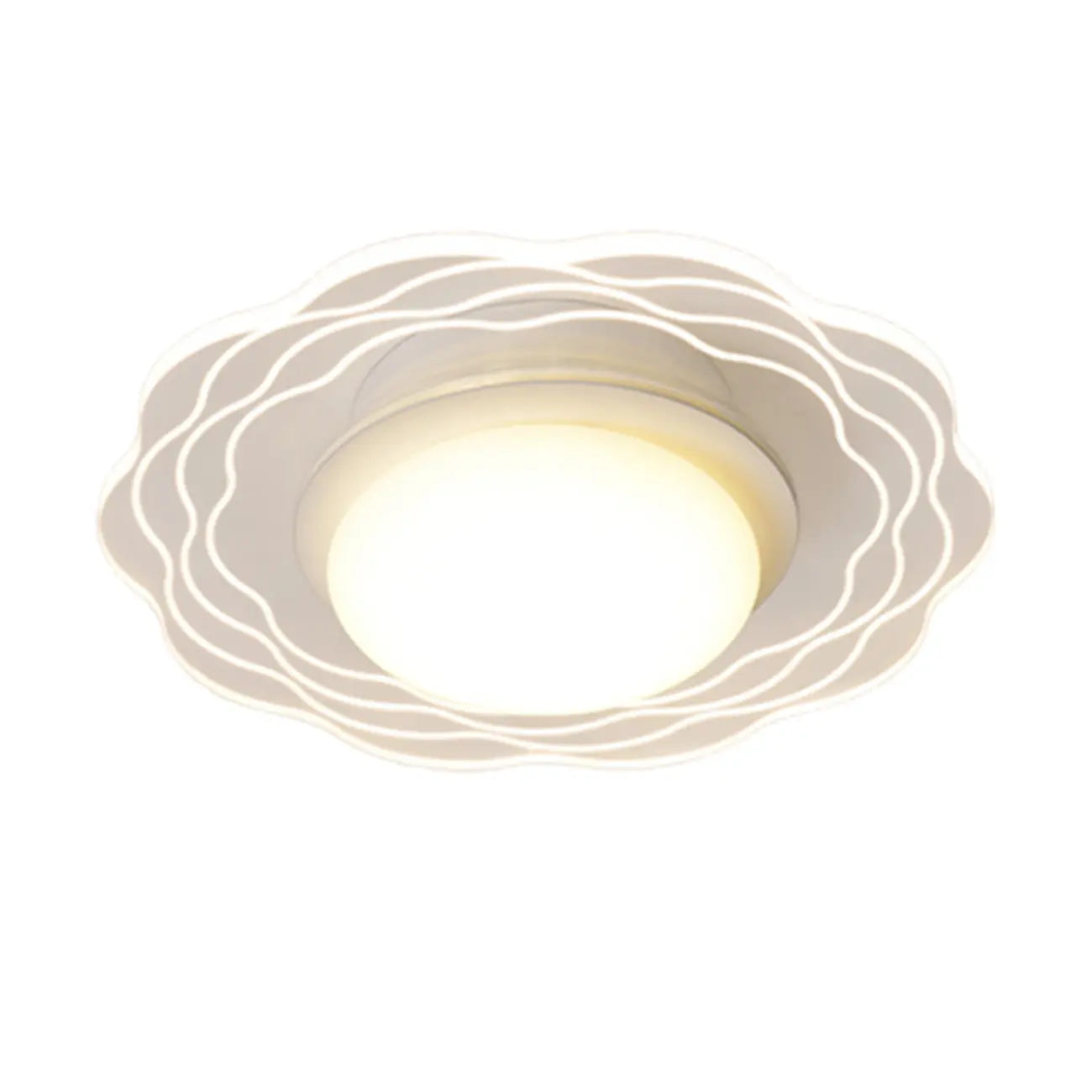Mini plafonnier encastré blanc artistique à abat-jour floral dimmable