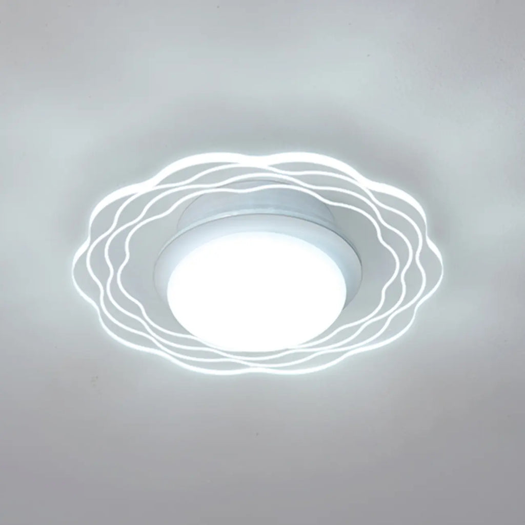 Mini plafonnier encastré blanc artistique à abat-jour floral dimmable