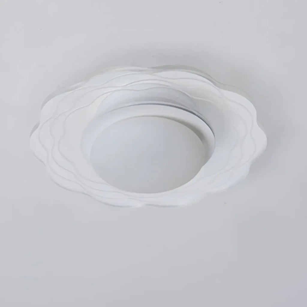 Mini plafonnier encastré blanc artistique à abat-jour floral dimmable