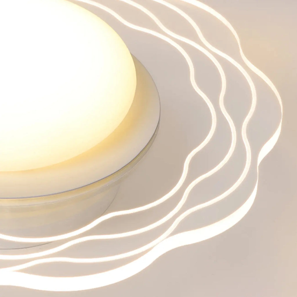 Mini plafonnier encastré blanc artistique à abat-jour floral dimmable