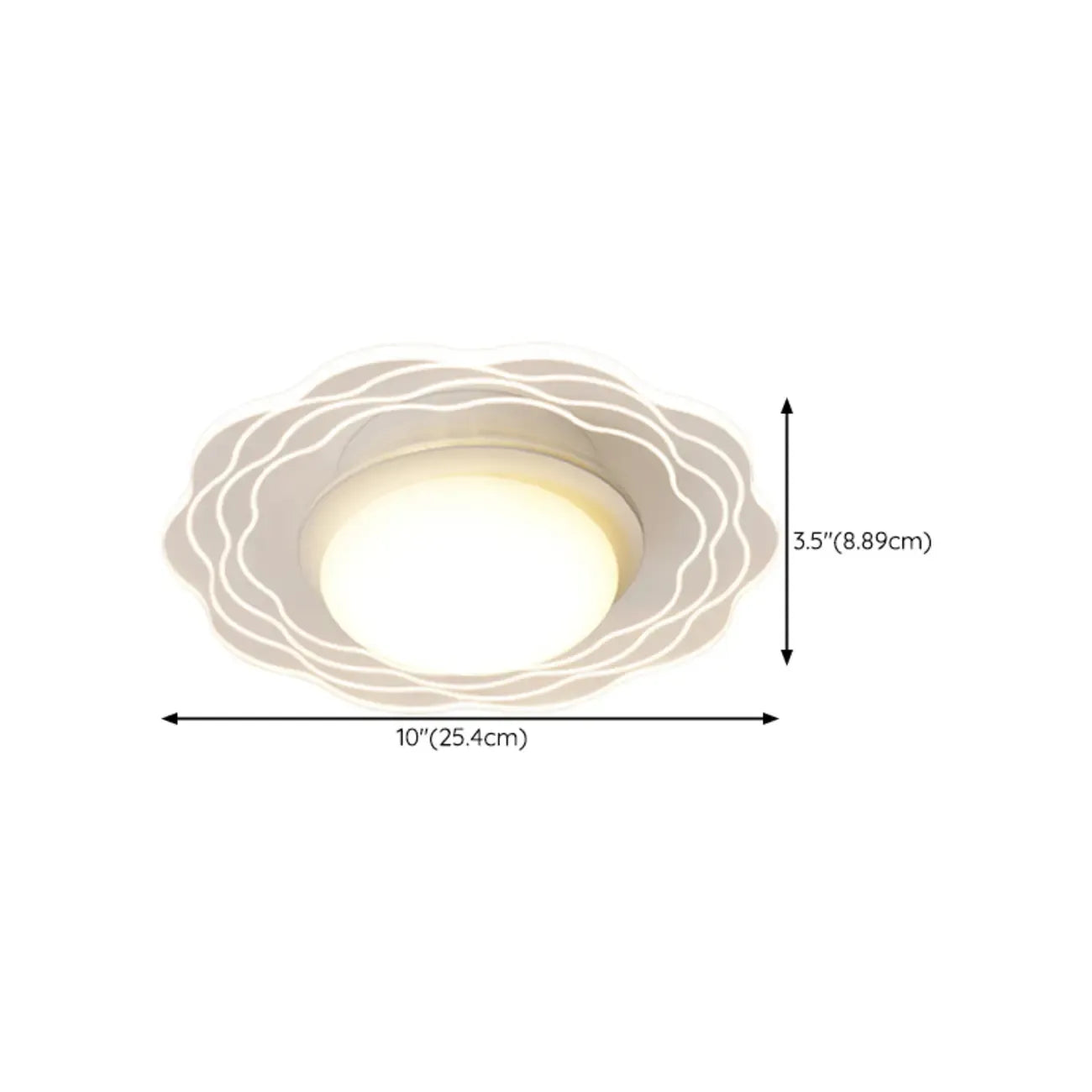 Mini plafonnier encastré blanc artistique à abat-jour floral dimmable