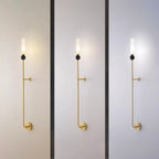 Applique murale minimaliste dorée avec abat-jour en pierre frittée