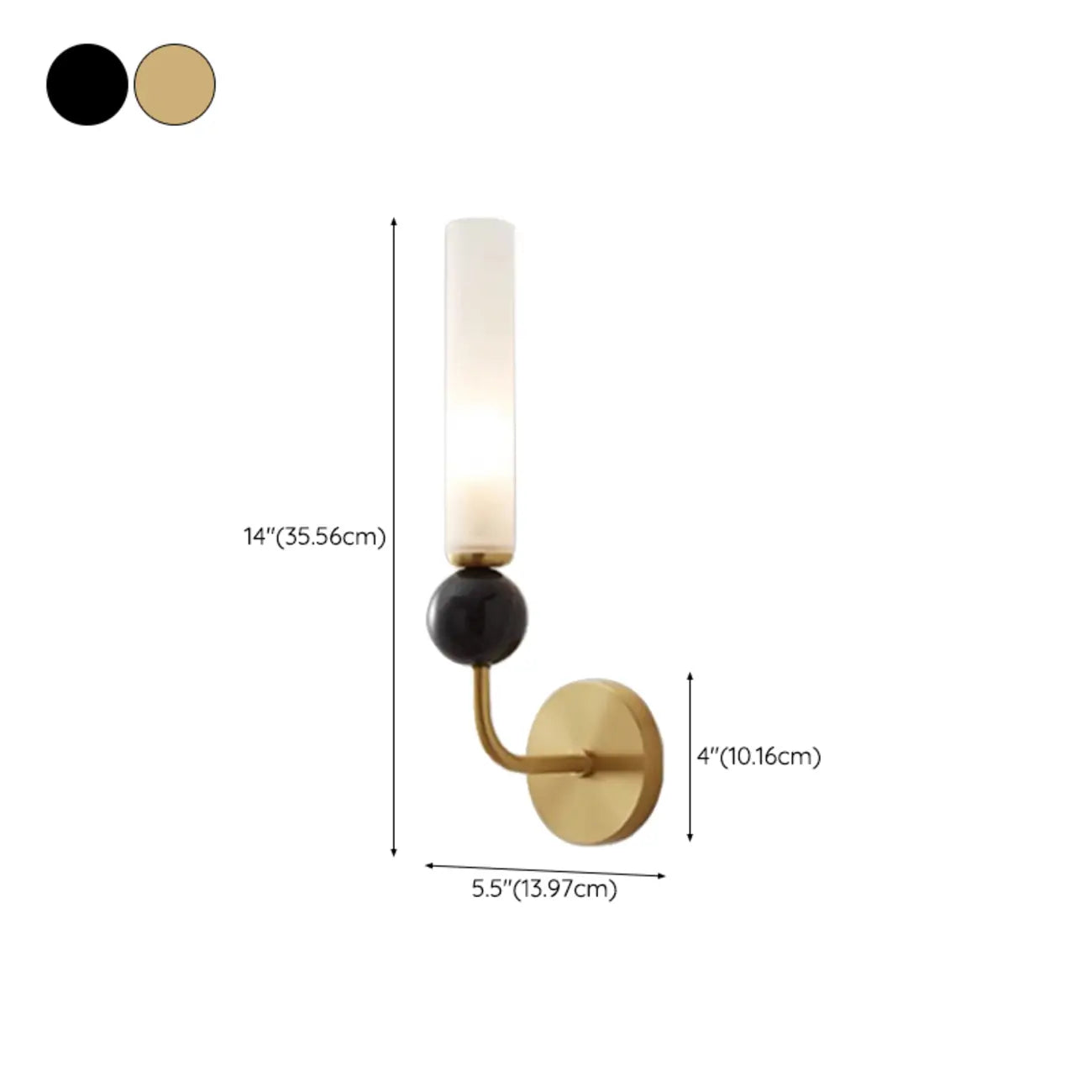 Applique murale minimaliste dorée avec abat-jour en pierre frittée
