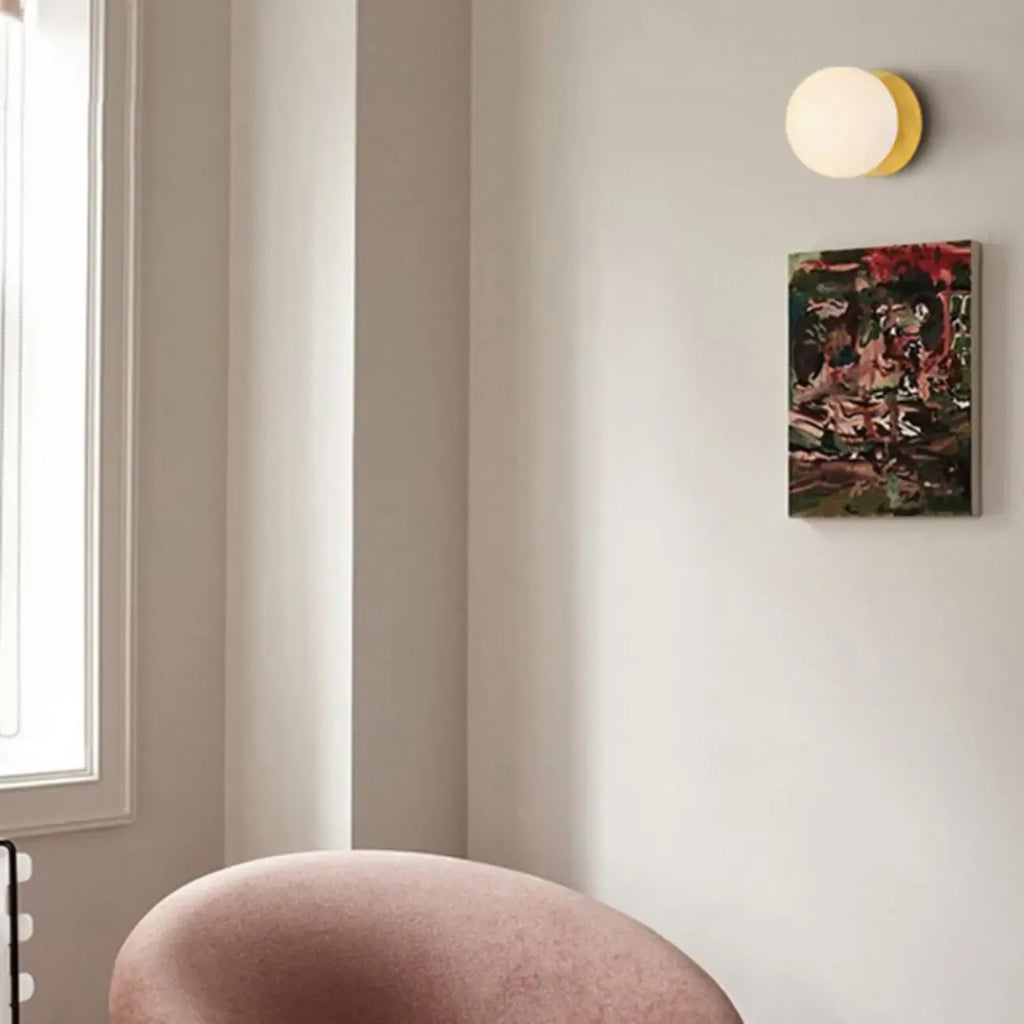 Applique murale ronde moderne en verre dépoli blanc