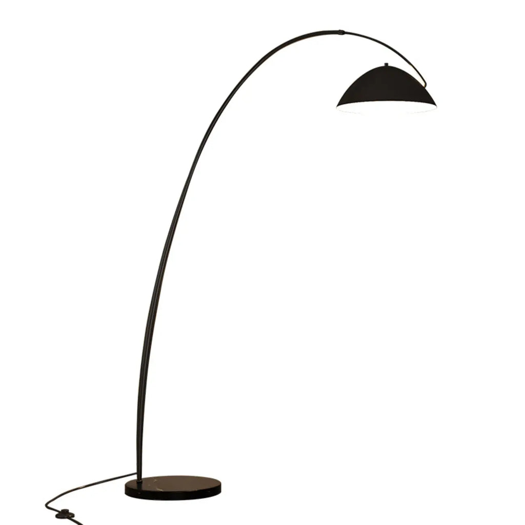 Lampada da terra ad arco nera regolabile a LED per l'arredamento del soggiorno