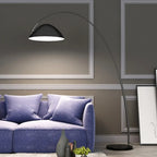 Lampada da terra ad arco nera regolabile a LED per l'arredamento del soggiorno