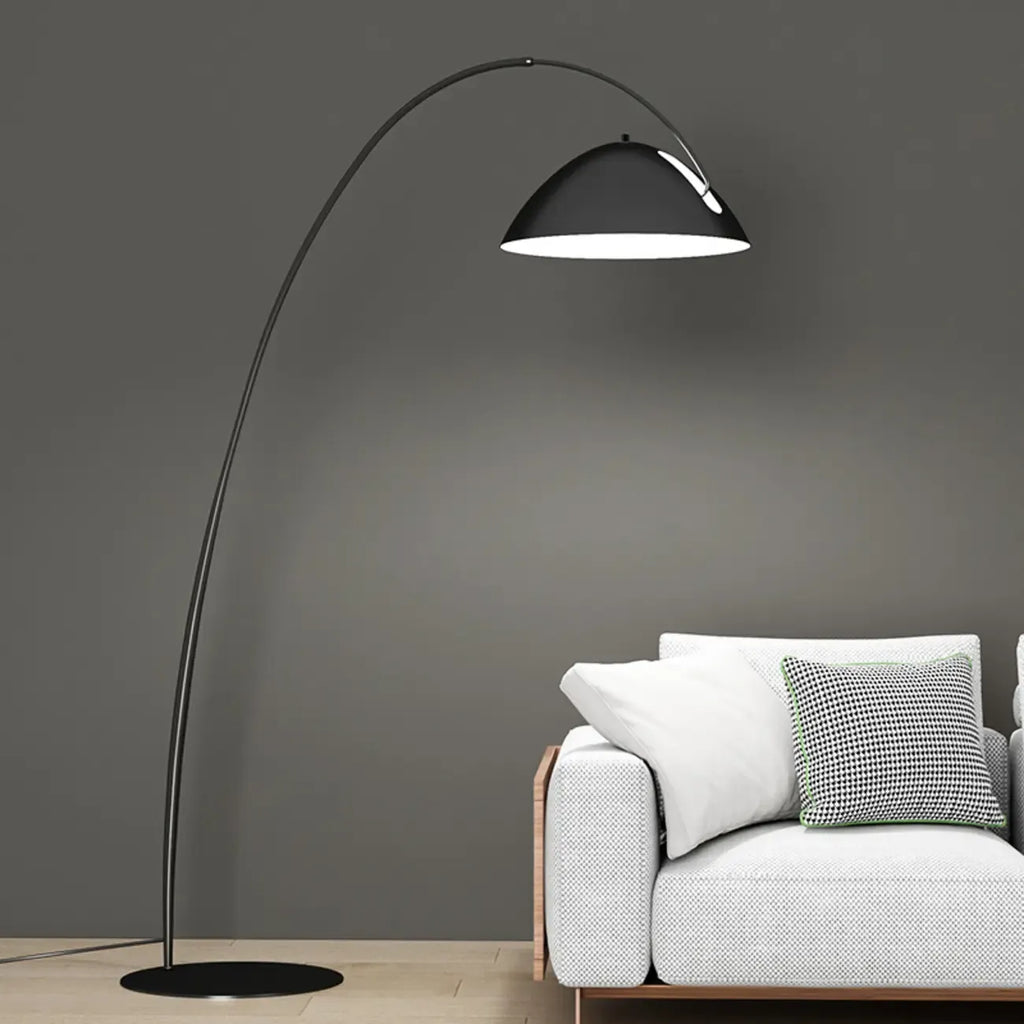 Lampada da terra ad arco nera regolabile a LED per l'arredamento del soggiorno