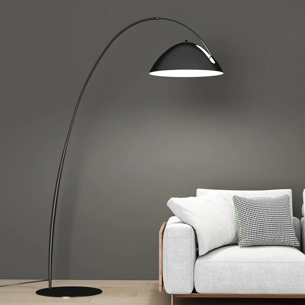 Lampada da terra ad arco nera regolabile a LED per l'arredamento del soggiorno