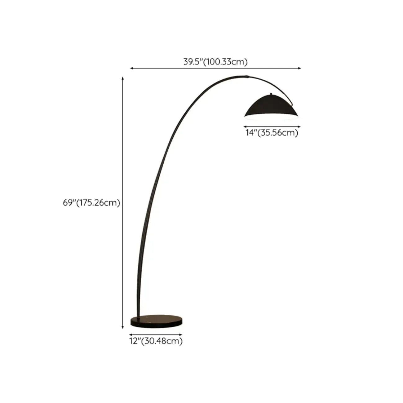 Lampada da terra ad arco nera regolabile a LED per l'arredamento del soggiorno